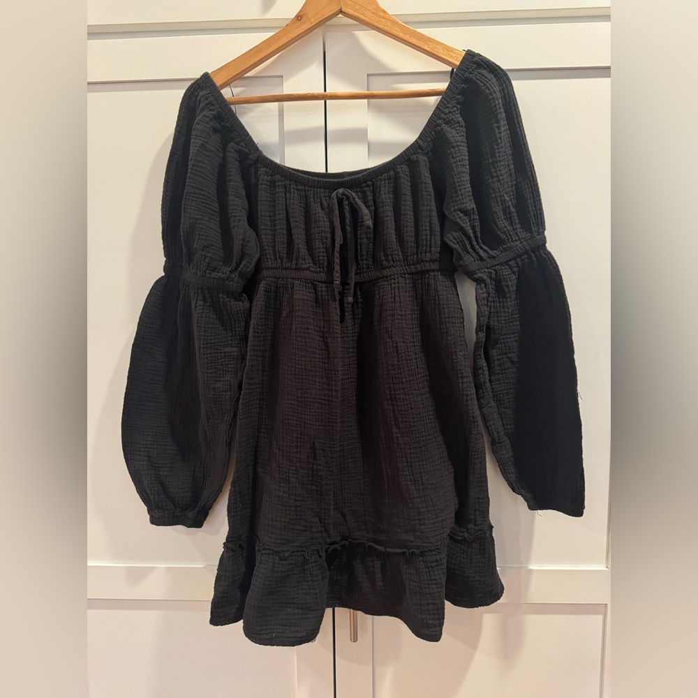 Trixxi Black Off-Shoulder boho mini dress size M